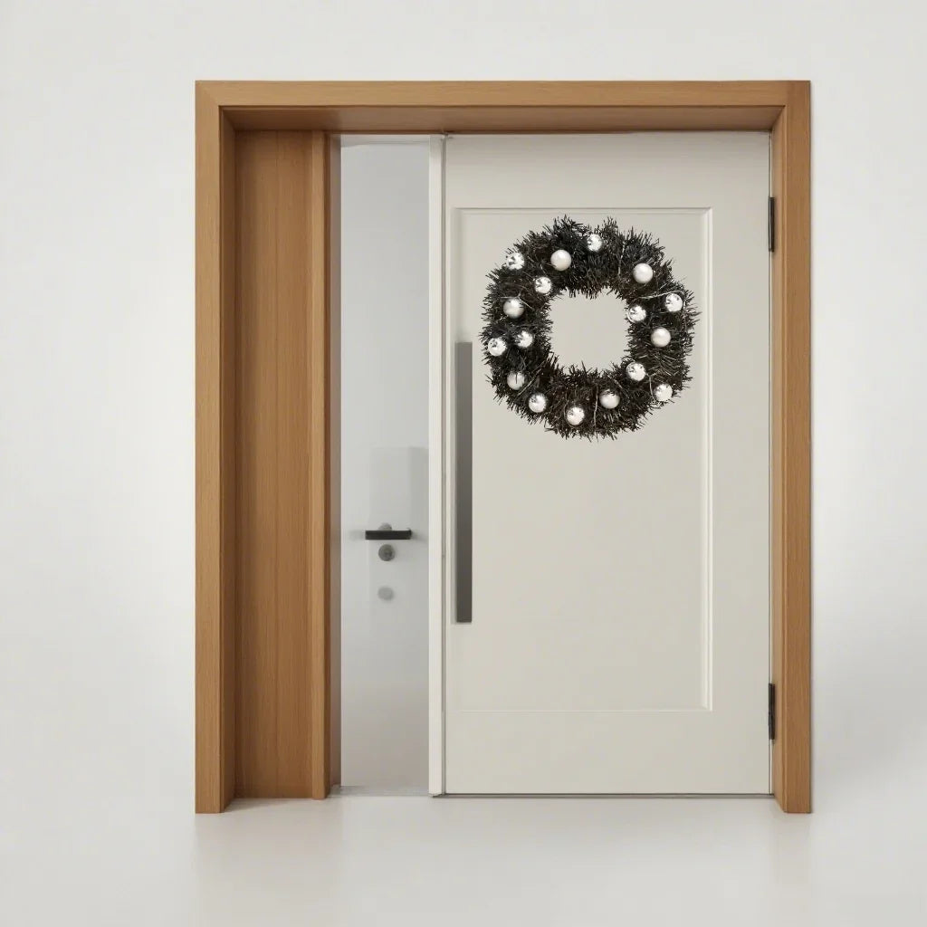 1 Piece Of 24-inch Black-themed Garland With Silver Ball Accessories And Christmas Letters - GeeNuxe 