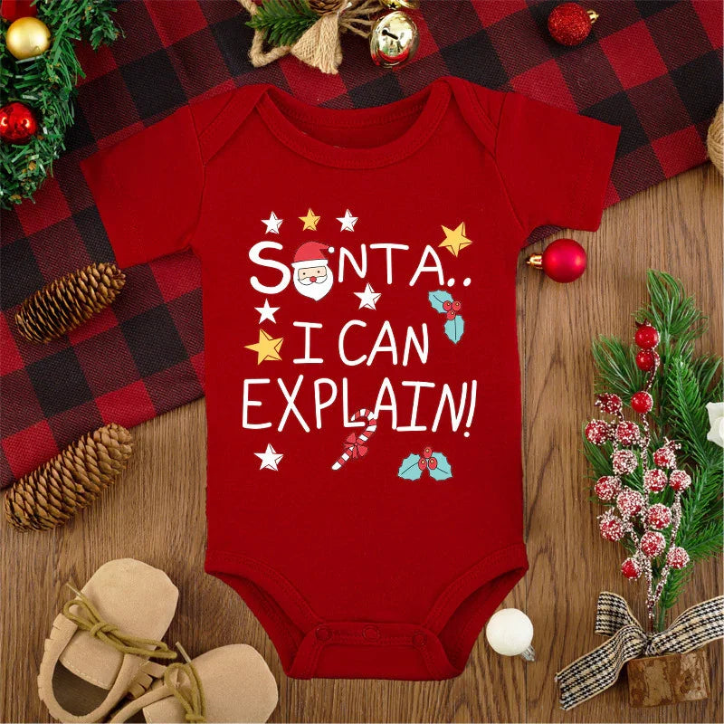 Merry Christmas Red Deer Baby Jumpsuit Romper - GeeNuxe 