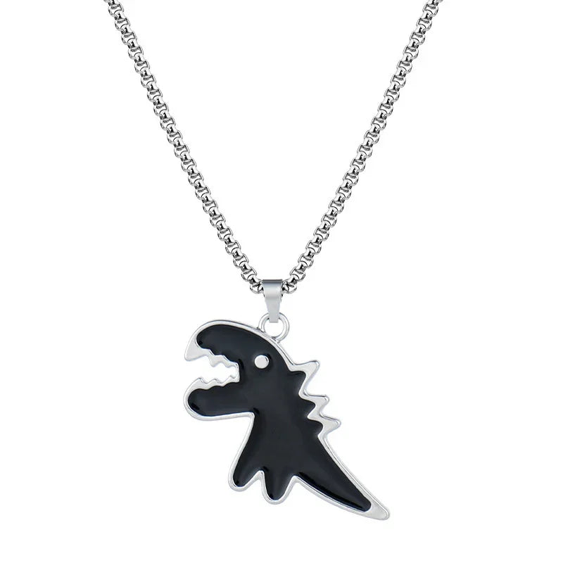 Cute Little Black Dinosaur Necklace Pendant Accessories - GeeNuxe 