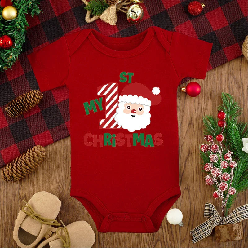 Merry Christmas Red Deer Baby Jumpsuit Romper - GeeNuxe 