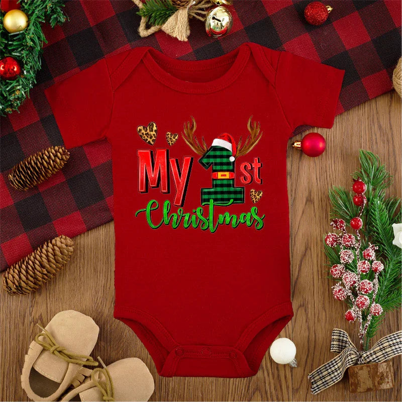 Merry Christmas Red Deer Baby Jumpsuit Romper - GeeNuxe 