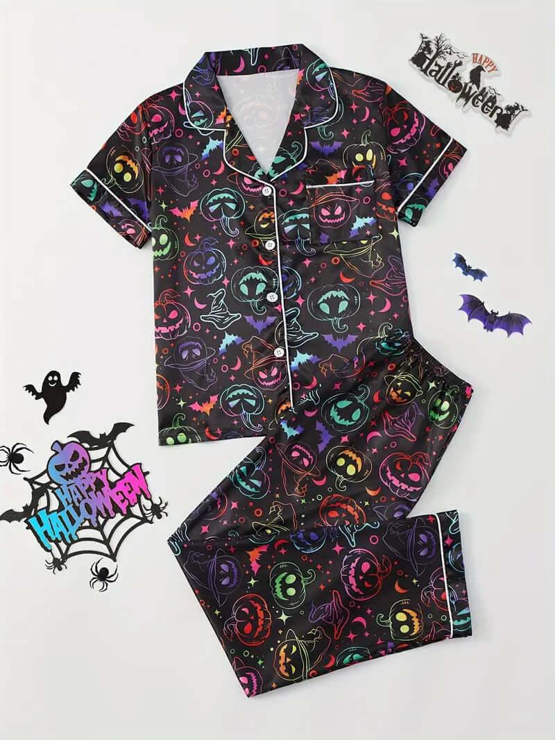 Long Sleeve And Short Sleeve Homewear Pajamas Christmas Halloween Printing - GeeNuxe 