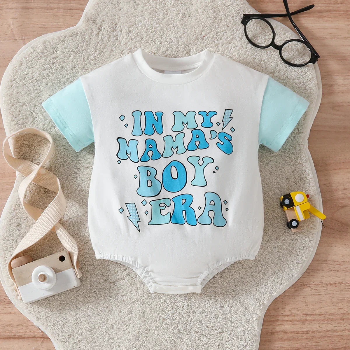 Baby Boy Color Matching Letters Printed Romper - GeeNuxe 