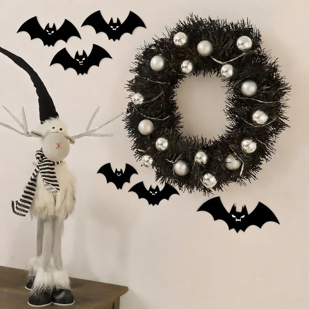 1 Piece Of 24-inch Black-themed Garland With Silver Ball Accessories And Christmas Letters - GeeNuxe 