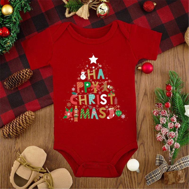 Merry Christmas Red Deer Baby Jumpsuit Romper - GeeNuxe 
