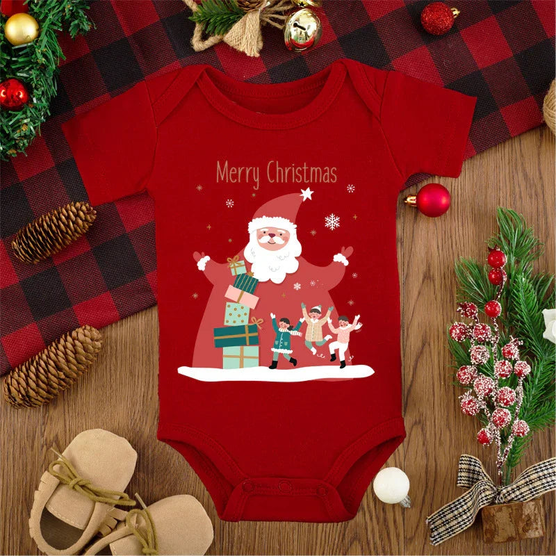 Merry Christmas Red Deer Baby Jumpsuit Romper - GeeNuxe 