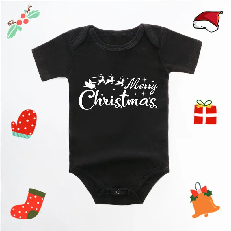 Merry Christmas Red Deer Baby Jumpsuit Romper - GeeNuxe 