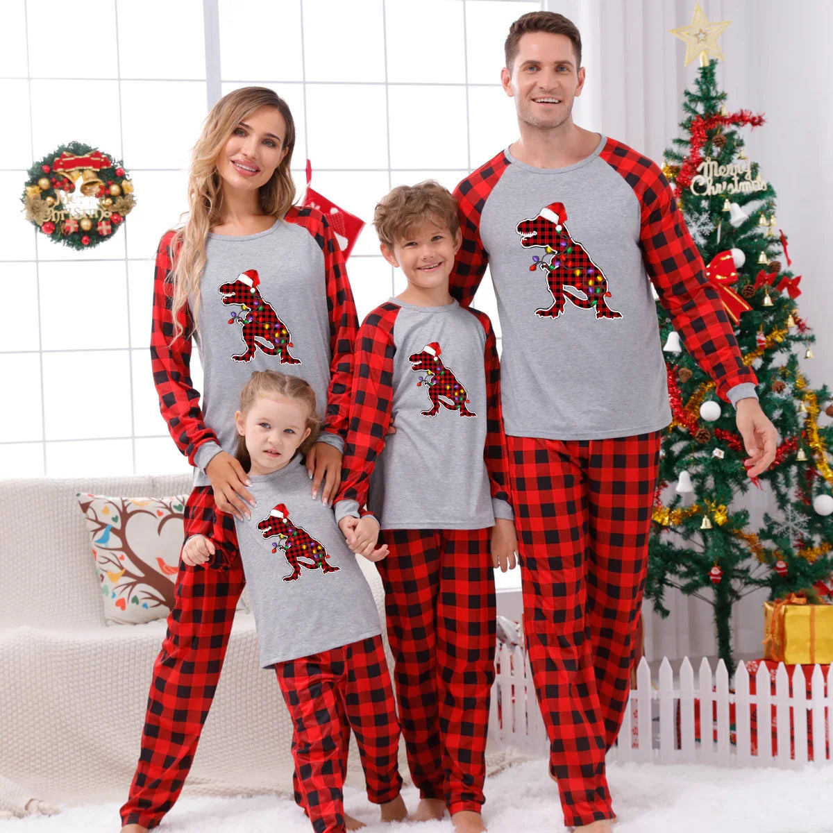 Stewart Plaid Matching Christmas Family Pajamas - GeeNuxe 