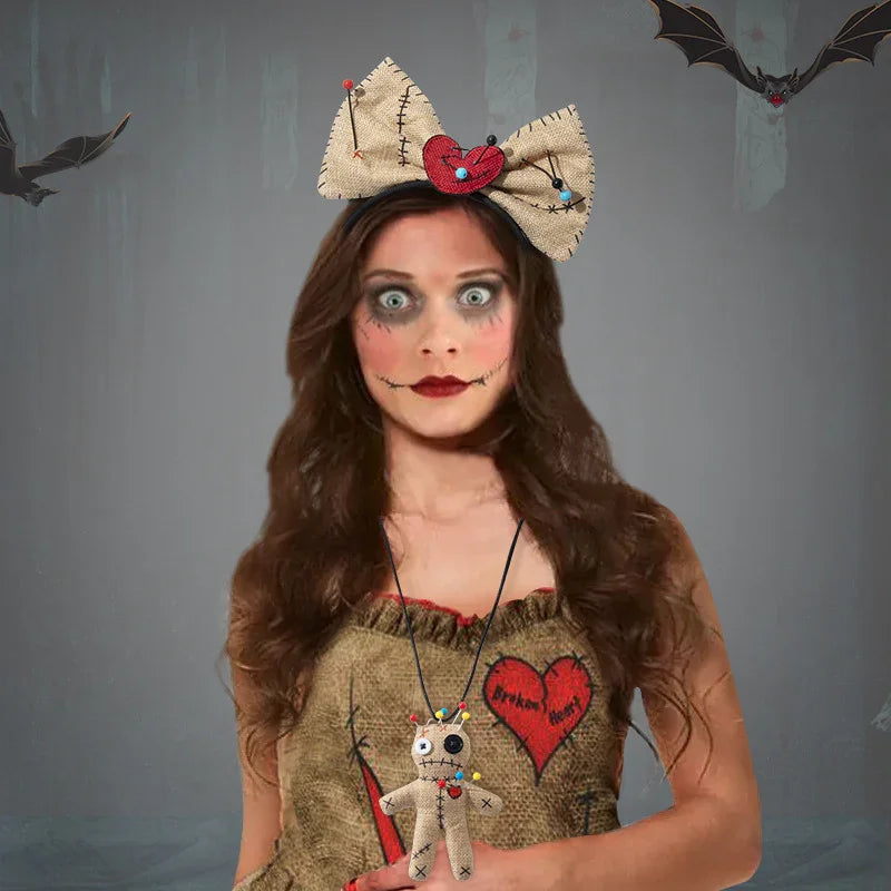 Halloween Doll Necklace Headband Dress Up Accessories Props Cosplay - GeeNuxe 