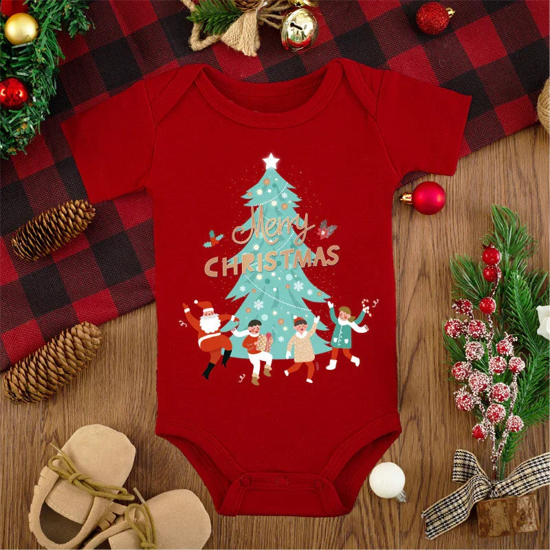 Merry Christmas Red Deer Baby Jumpsuit Romper - GeeNuxe 
