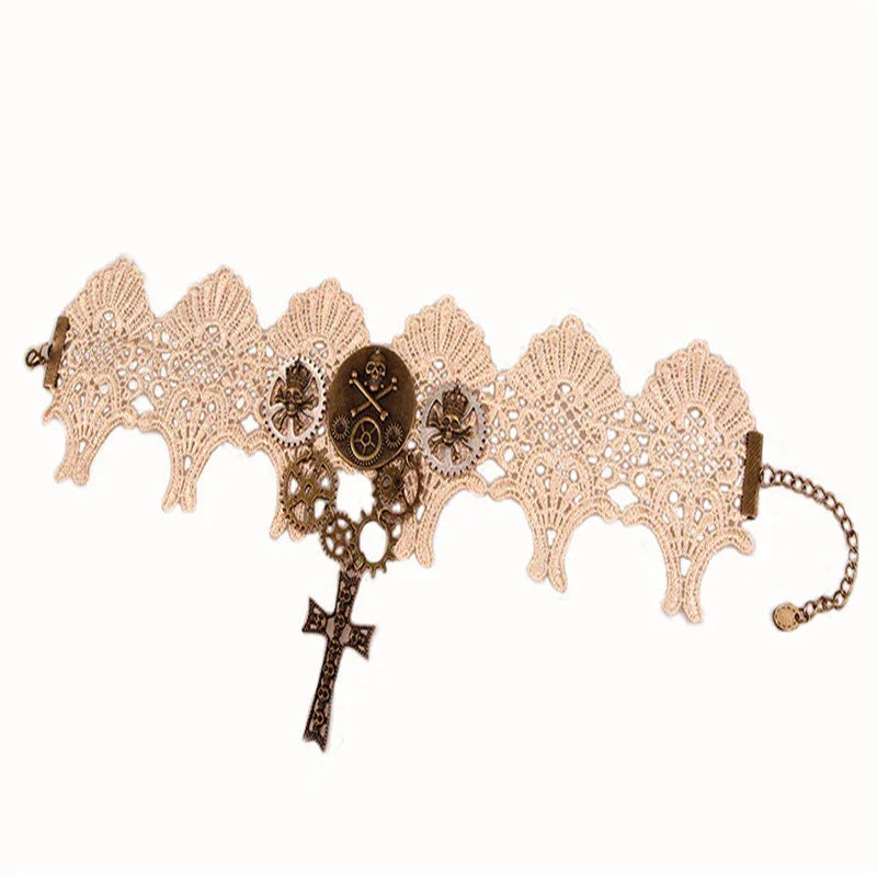 Steampunk Court Retro Gear Necklace, Skull Accessories For Halloween - GeeNuxe 