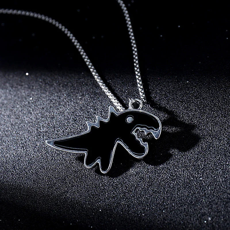 Cute Little Black Dinosaur Necklace Pendant Accessories - GeeNuxe 