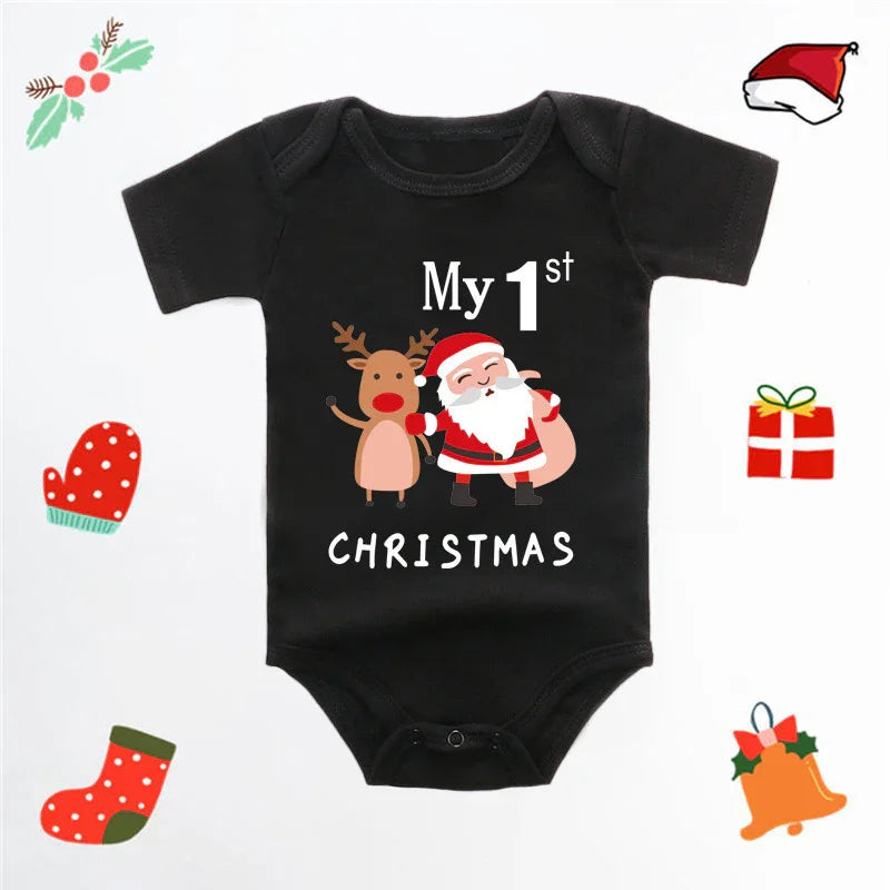 Merry Christmas Red Deer Baby Jumpsuit Romper - GeeNuxe 