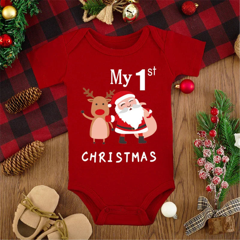 Merry Christmas Red Deer Baby Jumpsuit Romper - GeeNuxe 