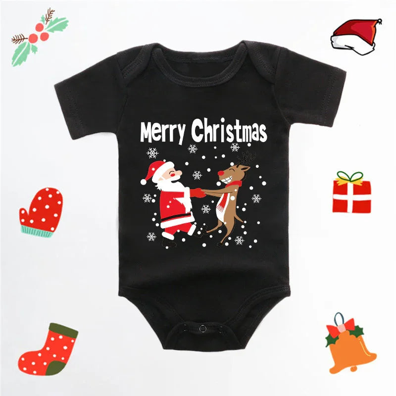 Merry Christmas Red Deer Baby Jumpsuit Romper - GeeNuxe 