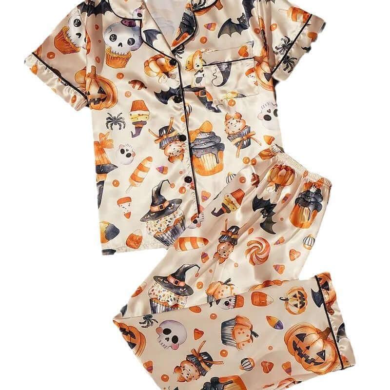 Long Sleeve And Short Sleeve Homewear Pajamas Christmas Halloween Printing - GeeNuxe 