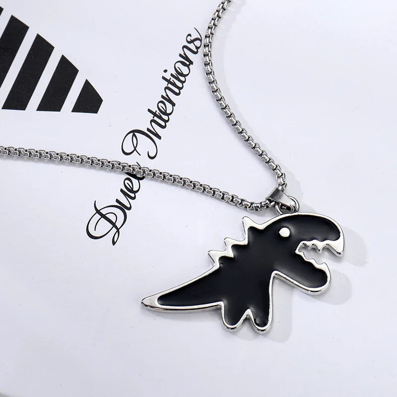 Cute Little Black Dinosaur Necklace Pendant Accessories - GeeNuxe 