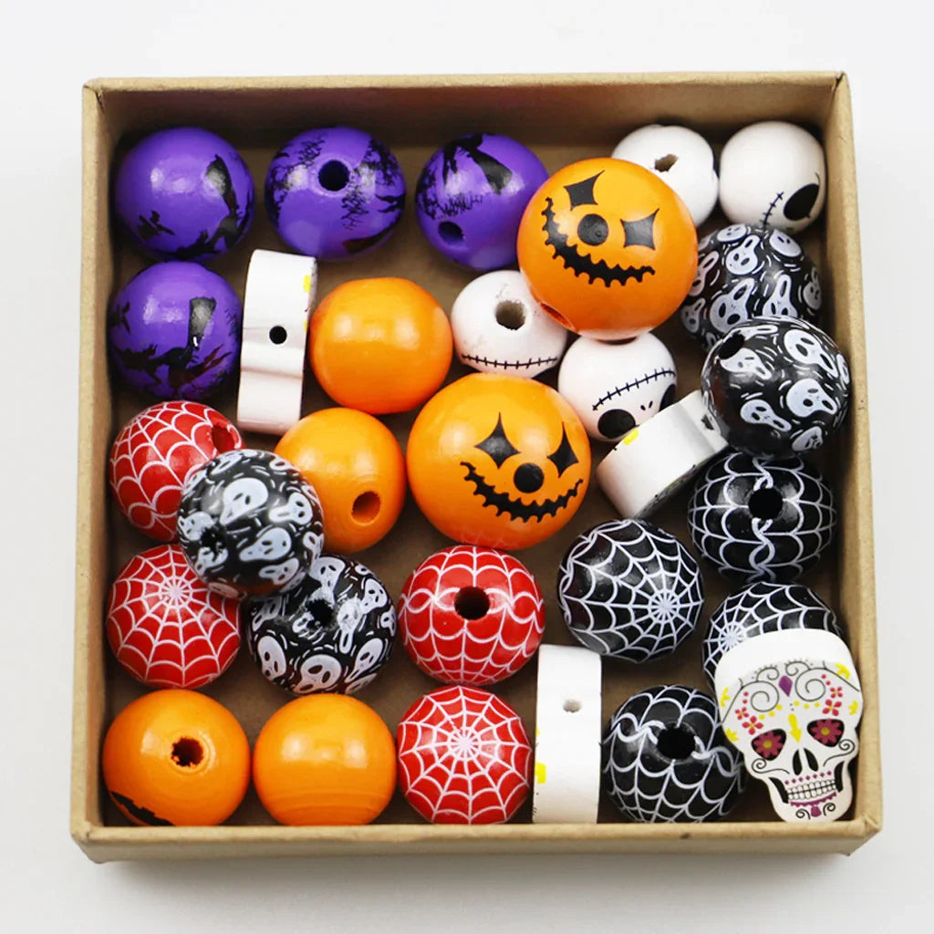 Wooden Halloween Colorful Wooden Bead Wooden Beads Pieces Accessories Crafts - GeeNuxe 