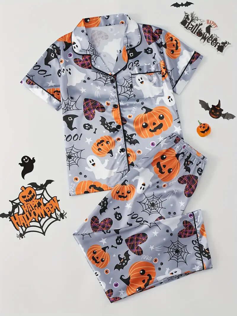 Long Sleeve And Short Sleeve Homewear Pajamas Christmas Halloween Printing - GeeNuxe 
